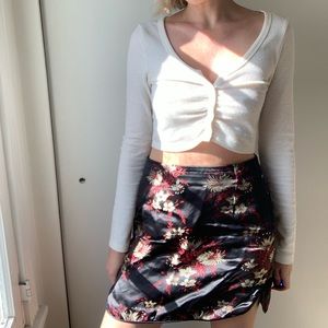 Black and red silk skirt
